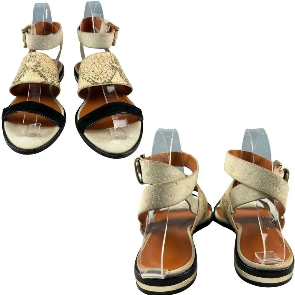 Rebecca Minkoff Vero Cuoio Multicolor Animal Print Ankle Wrap Sandals‎ Size 7M